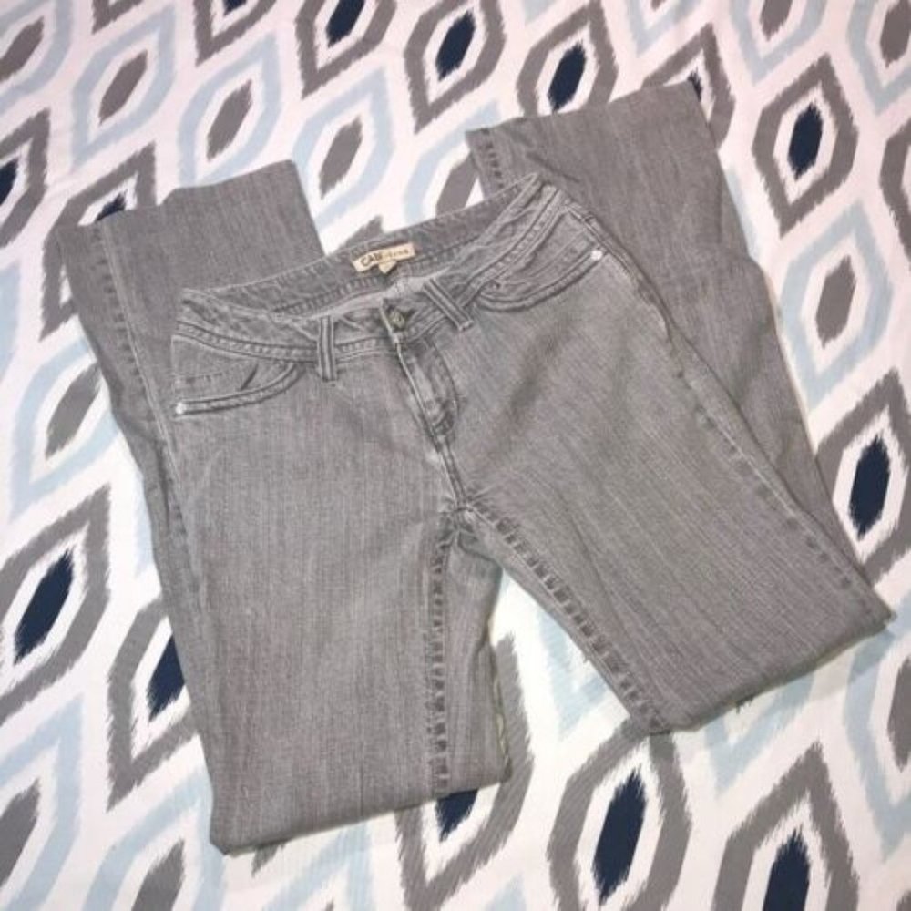 CAbi Cloud Gray Mid-Rise Flare Denim Jeans Style #837L